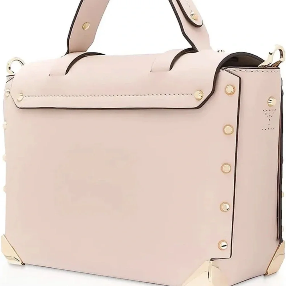 Michael Kors Manhattan Medium Top Handle School Satchel Powder Blush Leather - Picture 3 of 5